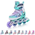Produktbild: meteor verstellbare 4‑in‑1 Kinder Inline-Skates – Rollschuhe Inliner Schlittschuhe – ABEC‑7 PU‑Räder Aluminiumrahmen – Größen XS 25‑28 S 30‑33 M 34‑37