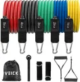 Produktbild: VEICK Resistance Bands Widerstandsbänder Set 5 Fitnessbänder Expander Tube Rubber Bands, Fitnessband mit Tragtasche, Pilates Krafttraining Physiotherapie