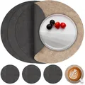 Produktbild: Tischsets rund, abwaschbar, Kunstleder, Untersetzer, 36cm, 4er Set