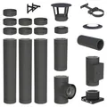 Produktbild: 4,3 m Edelstahlschornstein Ø 130 mm Komplettset doppelwandig DW-Black Wandmontage