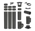 Produktbild: Jeremias Schornstein 4, 3 m EdelstahlSchornstein Ø130mm Komplettset DW DW-Black Wandmontage, Ø 130 mm