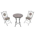 Produktbild: AXI Amélie Bistroset 3-teilig mit Mosaik Blumen Rosa | Bistrotisch mit 2 Stühlen | Bistro Gartenmöbel Set für Garten/Balkon/Terrasse | Balkonset/Sitzgruppe