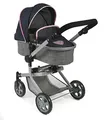 Produktbild: Bayer Chic 2000® 2in1 Puppenwagen Mika – Melange Grau Navy – faltbar – höhenverstellbarer Griff 47-80 cm – modernes Gestell – Puppen bis 52 cm – 4-8 J.