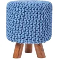 Produktbild: Gestrickter Fußhocker, 42 Cm Hoch, Blau - Homescapes