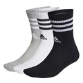 Produktbild: adidas Unisex 3-Stripes Cushioned Crew Socks 3 Pairs, Medium Grey Heather / White / Black / White, 13-14.5