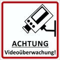 Produktbild: Türsschild Achtung Videoüberwachung 12 cm x 4,5 cm Hard-PVC