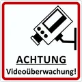 Produktbild: Türschild ACHTUNG Videoüberwachung! selbstklebend 100 x 100 mm   Aufkleber Stick