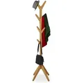 Produktbild: Relaxdays - Garderobenständer Bambus, Jackenständer Mit 8 Haken, Hbt 181,5 X 53 X 53 Cm, Standgarderobe In Baumform, Natur