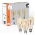 Produktbild: EGLO Set aus 3 E27 Filament LED Lampen, Edison Vintage Glühbirne amber, 4 Watt (entspricht 40 Watt), Leuchtmittel warmweiß, 2200 K, Retro Glühlampe ST64, Ø 6,4 cm