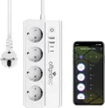 Produktbild: Offgridtec Smarte 4-fach Steckdosenleiste + 2x USB-A und 2x USB-C Anschluss mit Smart Life- oder Tuya-App - 1,5m Kabel