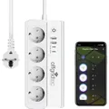 Produktbild: Offgridtec Smarte 4-fach Steckdosenleiste + 2x USB-A und 2x USB-C Anschluss mit Smart Life- oder Tuya-App - 1,5m Kabel