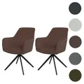 Produktbild: Einzelst�ck | 2er-Set Esszimmerstuhl HWC-L79, Küchenstuhl Lehnstuhl Stuhl Armlehnen, drehbar Auto-Position Stoff/Textil ~ braun