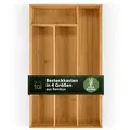 Produktbild: Blumtal Besteckkasten Einlagen, aus Bambus (mit 4 oder 5 Fächern als Organizer für Besteck und Haushaltsartikel), leicht abwischbar, passend für IKEA Maximera 27 cm x 49 cm x 5 cm
