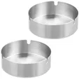 Produktbild: Relaxdays Aschenbecher aus Edelstahl, Tischascher, 10 cm Durchmesser, silber, 2 Stück