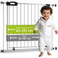 Produktbild: BOMI® Türschutzgitter zum Klemmen 63-251 cm | Ohne Bohren | Schließt automatisch | Kinderschutzgitter Treppengitter in Weiß - Weiß