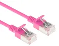 Produktbild: ACT Rosa 0,5 Meter langes LSZH-U/FTP-Cat-6a-Datencenter-Slimline-Patch-Kabel mit RJ45-Anschlüssen und Knickschutz, 0,5 m, Cat6a, U/FTP (STP), RJ-45, RJ-45, Pink