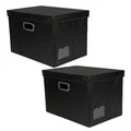 Produktbild: Ideen mit Herz Aufbewahrungsboxen mit Deckel | Ordnungsboxen | groß | faltbar | schwarz | Lederoptik | 42 x 30 x 29 cm | 2 Stück