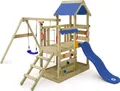 Produktbild: WICKEY Spielturm Klettergerüst TurboFlyer mit Schaukel & Rutsche, Kletterturm mit Sandkasten, Leiter & Spiel-Zubehör - blau