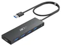 Produktbild: USB Hub Ultra Slim 4 Port Adapter DatenÜbertragung Plug Play 60cm Kabel 5 Gbps