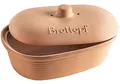Produktbild: MÄSER 931996 Serie Ceramica Brottopf oval aus Naturton - Praktische Brotaufbewahrung - Brotbehälter mit Griff am Deckel - Brotkasten Ton unglasiert - atmungsaktiver Tontopf für Brot, Keramik, Braun