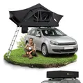 Produktbild: Juskys Autodachzelt Lago 120 x 210 cm - UV-Schutz & Wasserdicht - Matratze & LED-Beleuchtung - Camping & Outdoor - Teleskopleiter - Schwarz
