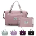 Produktbild: Reisetasche Faltbare mit Großer Kapazität, QLFJ-FurDec Travel Bag mit Trockener und Nasser Trennung, Erweiterbare Weekender Sporttasche für Damen, wasserdichte Tragbar Reisetaschen (Pink)