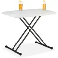 Produktbild: Campingtisch, klappbar, hbt: 71x78x49 cm, Kunststoff, Stahl, höhenverstellbar, 2 Personen, Gartentisch, weiß - Relaxdays