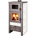 Produktbild: ProTermo Taurus Kaminofen mit Backfach – 12kW Holzofen mit Schamottstein 52 x 50 x 107cm, Weiß - Weiß