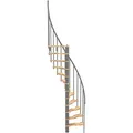 Produktbild: Matisère - Wendeltreppe 12 Stufen - Erreichbare Höhe 2.47 Bis 3.05m - Graue Struktur Und Buchestufe - Durchmesser 120cm - Suon120/gh/12