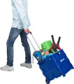 Produktbild: BERGER Stabiler Einkaufstrolley XL│ Transportwagen klappbar mit Teleskop-Griff und 2 Gummi-Rollen │Einkaufswagen blau aus Kunststoff und Aluminium │ Shopping Trolley 42 x 40 x 37 cm bis 30 kg