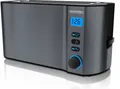Produktbild: Arendo Toaster, 2 lange Schlitze, für 4 Scheiben, 1500 W, Langschlitz, Brötchenaufsatz, Wärmeisolierendes Gehäuse, Display, grau