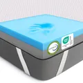 Produktbild: MKS 2-in-1 Gel Topper – Gelschaum Topper 200x200cm mit H3 & H4, 5-Schichten-System, Druckentlastung, Mesh-Seiten & Elastikbändern – Ideal für Seiten-, Rücken- & Bauchschläfer