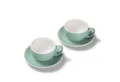 Produktbild: Tasse 2er Milchkaffeetassen-Set, Türkis matt 350 ml mit Untertasse, Porzellan, spülmaschinenfest,extra dickwandig