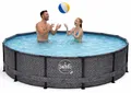 Produktbild: HAF - Swing Metal Frame Pool rund Grau Fischgräte (Ø 305 cm, 76 cm tief) - Gartenpool mit 4.500 Liter - Robust, UV-geschützt & korrosionsbeständig