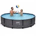 Produktbild: HAF Metal Frame Pool Aufstellpool Schwimmbecken Rund Grau Fischgräte 305 x 76cm