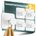 Produktbild: Handtuchhalter ohne Bohren 5er SET - Stilvolle weiße Haken selbstklebend mit ...