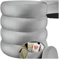 Produktbild: tectake® Hocker mit Stauraum, Scandi Sitzhocker Samt Stoff, Pouf, Polsterhocker rund für Schminktisch, Wohnzimmer Möbel, als Flur Möbel, Stauhocker Wohnen, Ø 42 x 47 cm - Samtoptik grau