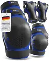 Produktbild: SKATEWIZ Knieschoner Kinder Schoner Inliner Kinder - Inliner Schoner Knieschützer - Protektoren - Knie und Ellenbogenschützer - Schlittschuhe - SMASH Größe M/L Blau Schwarz