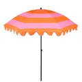Produktbild: MICA Decoration Neigbarer Sonnenschirm mit Streifenmuster - Stockschirm 238 x Ø197 cm - Garten oder Balkon Sonnenschutz - Polyester, Stahl - Hellgrün, Dunkelgrün