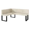 Produktbild: MEBLINI Eckbank für Esszimmer - Küchenbank - Essecke - Sitzecke Küche - Toni - U-Beine 128x168x87cm Links - Creme Samt