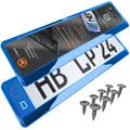 Produktbild: Kennzeichenhalter Kennzeichenhalterung Auto Blau - Chrom Kfz Halter 2 Stück