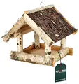 Produktbild: KOTARBAU® Vogelhaus - Vogelfutterhaus - Vogelhäuschen aus Holz – 25,5 x 25,5 x 23,5 cm – Futterhaus mit Dach – Spatzenhaus - Natürlich - Braun - Vogelhaus zum Aufhängen
