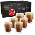 Produktbild: Creano PREMIUM doppelwandige Trinkgläser 400ml - 6er Set - OHNE versiegeltes LOCH deshalb Gastronomie Qualität - 100% Spülmaschinenfest - doppelwandige Gläser - Latte Gläser - Cappucinotassen