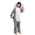 Produktbild: Corimori Jumpsuit Kinder Kostüm Jumpsuit Onesie verschiedene Designs (1-tlg) Fasching, Karneval, Tierkostüme Hase grau 116-122 Kaninchen grau Körpergröße 130cm (116-122)