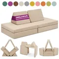 Produktbild: Linodino Spielsofa - Kindersofa | Kinder Couch als Kuschelecke und Indoor Spielplatz | Kinder Sofa aus Schaumstoff Bausteinen I Strandbeige - Beige