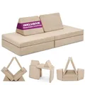 Produktbild: Linodino® Spielsofa | Kindersofa aus Schaumstoff Softbausteine - Kindercouch & Kuschelecke im Kinderzimmer | Stapelsteine für Kinder | Oeko-TEX 100 Zertifiziert | Strand Beige