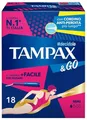 Produktbild: Tampax & Go Mini 18 Tampons mit Kunststoff-Applikator mit rutschfestem Griff und doppelter Schutzkordel – ideal für leichte Flüssigkeiten, für die ersten Tage der Periode