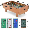 Produktbild: COSTWAY 4 in 1 Spieltisch, Billardtisch & Tischtennistisch & Air Hockeytisch & Tischkicker, Multifunktionsspieltisch aus Holz, für Kinder & Erwach... - Braun