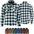 Produktbild: BULLDT Motorradhemd Herren mit abnehmbare CE-Protektoren - Klassisch 100% Baumwolle Holzfäller Flanellhemd - Biker Motorradjacke Hergestellt mit Aramid-Kevlar-Futter - Mit Schutz (EN 1621-1) Weiß - 50