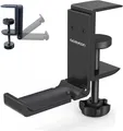 Produktbild: aceyoon Headset Halterung, Faltbar Headset Ständer Tisch Aluminium Kopfhörer Ständer mit Kabel-Organizer Headphone Haken für Gaming Headset (Schwarz)